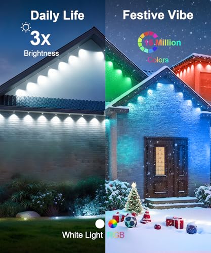 150Ft Permanent IP67 Waterproof Outdoor Lights with Remote APP Control for House Holiday Party Daily
Smart RGB Outdoor L