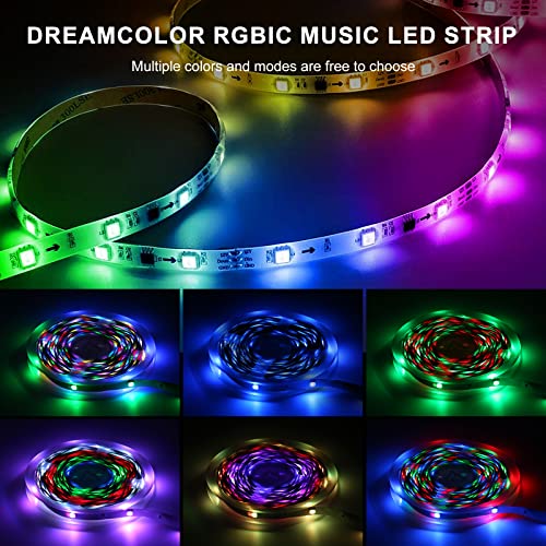 3|8FT RGB Dreamcolor Chasing Color LED Light Strips for Bedroom, Party, Home, Kitchen Decoration with Remote Control an