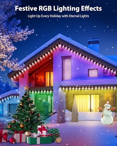 Nexillumi Permanent Smart RGBIC Christmas Lights - 300ft IP68 Waterproof Outdoor Eaves Lights for House and Garden with