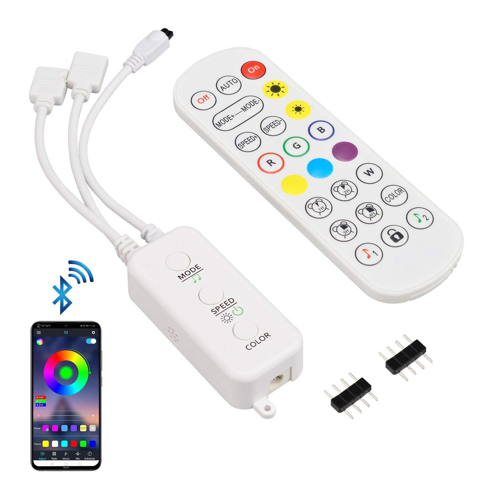 LED Strip Light Controller with APP and Music Sync for Upgrading 4-pin 10mm Led Light Strip to Bluetooth Connection
| L
