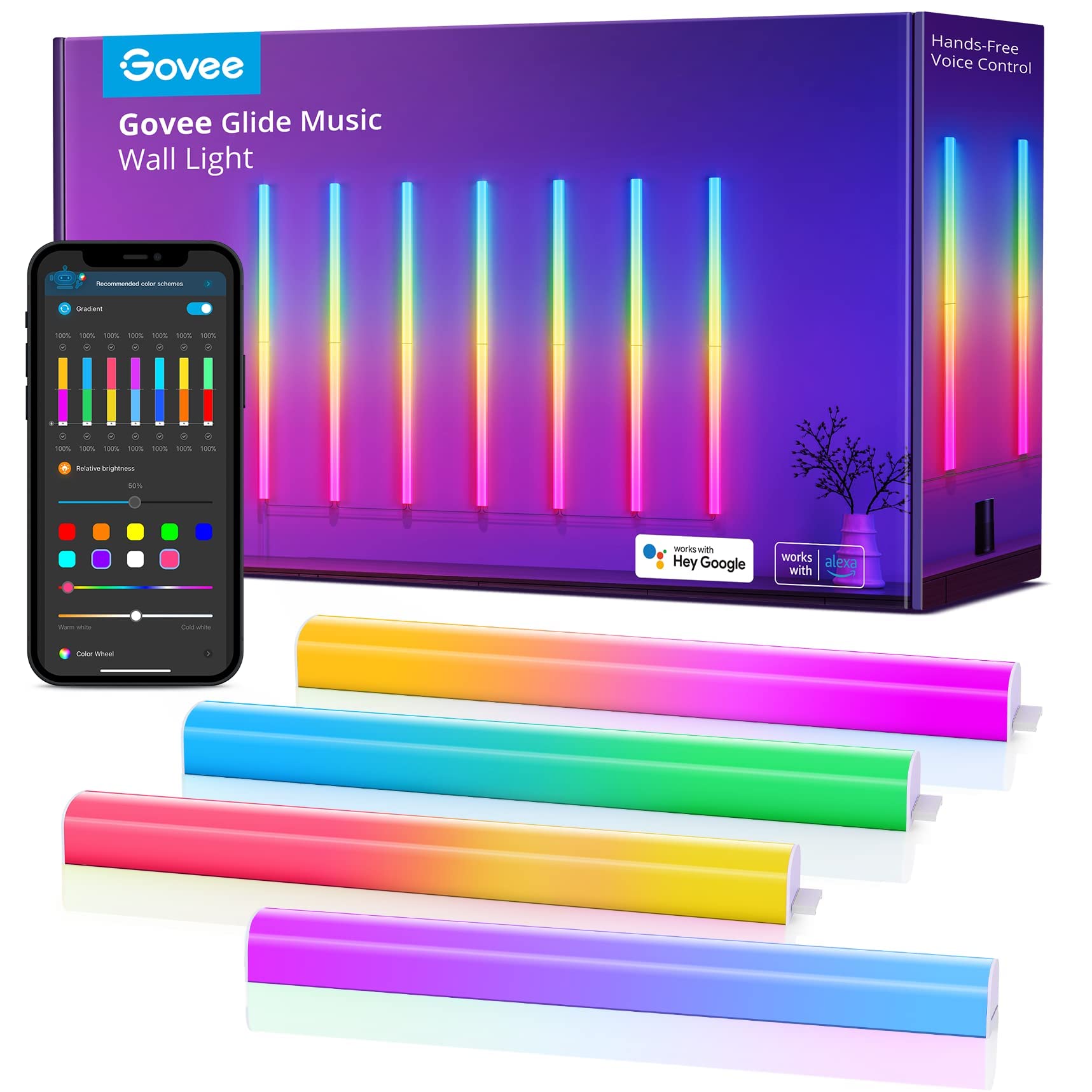 Govee Glide RGBIC Wall Lights, Smart LED Light Bars for Living Room and Bedroom Works with Alexa and Google Assistant, M