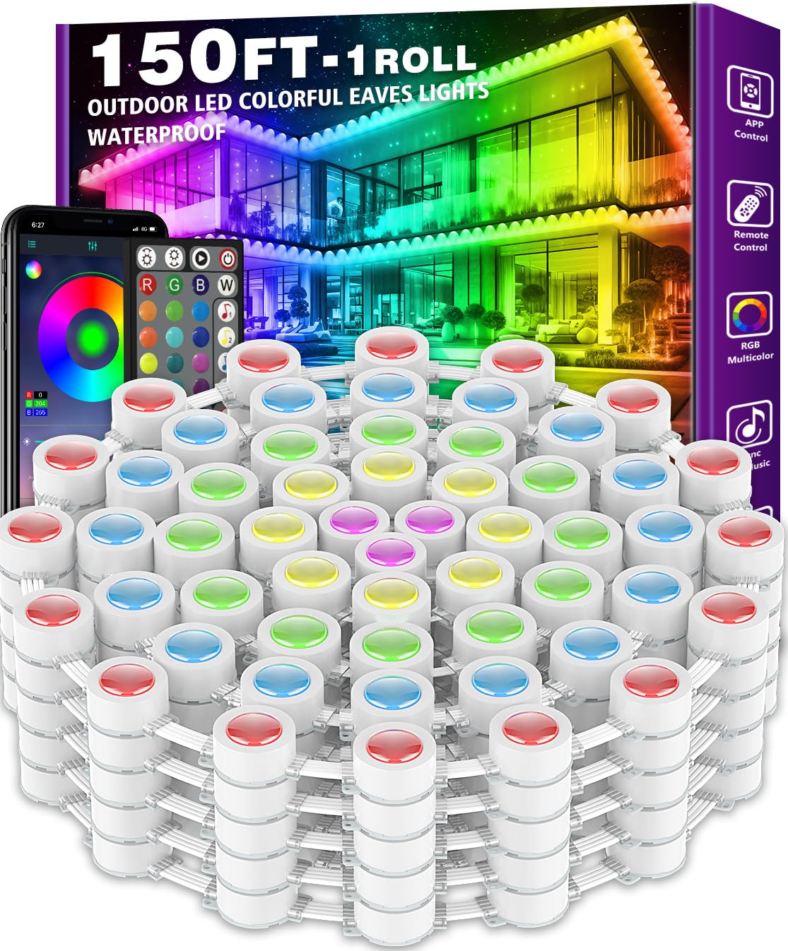  FBZ 150FT Permanent Outdoor RGB Lights for Garden Decor and Deck - IP67 Waterproof, Smart App Control
| FBZ 150FT Perma